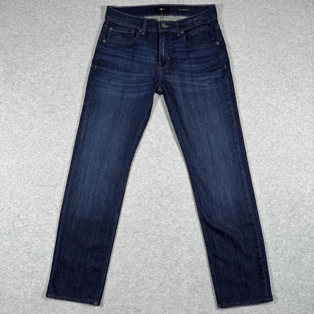 7 For All Mankind Jeans The Straight Mens 31 Dark Wash Blue Denim 5 Pocket